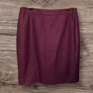 J. Crew purple eggplant, Wool Pencil Skirt